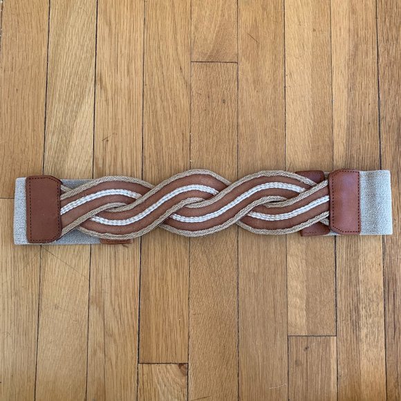 Anthropologie Accessories - Anthropologie Woven Stretch Belt Leather Canvas S